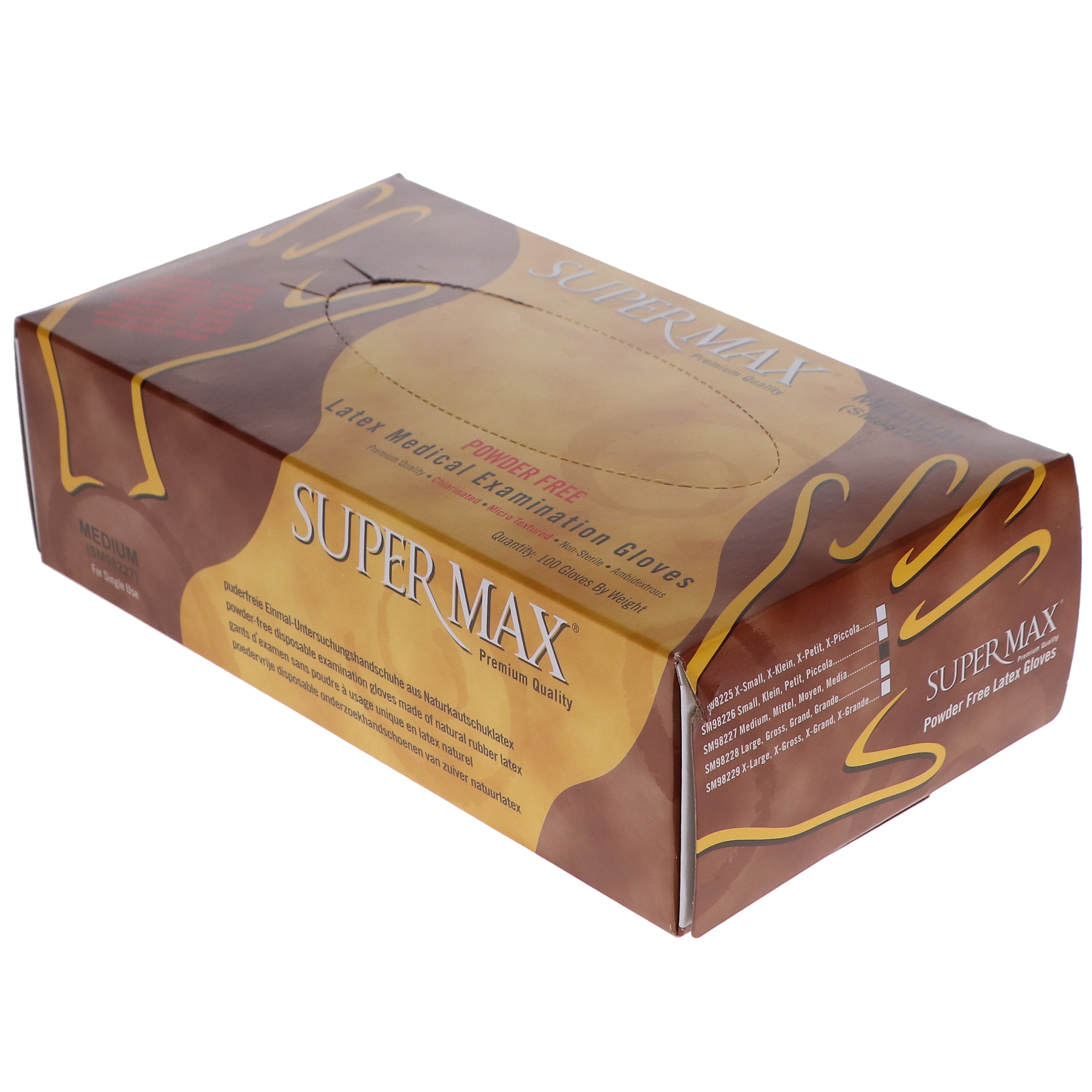 House Brand Dentistry SM98227 Supermax Non-Sterile Latex Examination Gloves Powder Free Medium 100/Bx House Brand Dentistry SM98227 Supermax Non-Sterile Latex Examination Gloves Powder Free Medium 100/Bx